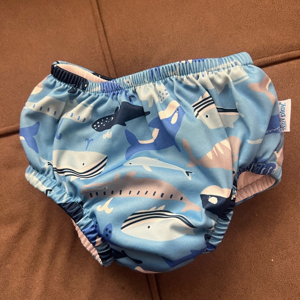 Blue Whale Print Swim Diaper